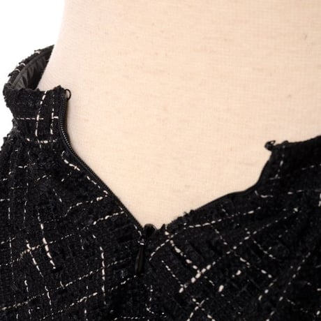 ロシャス ROCHAS ボリュームスカート ツイード ブラック
