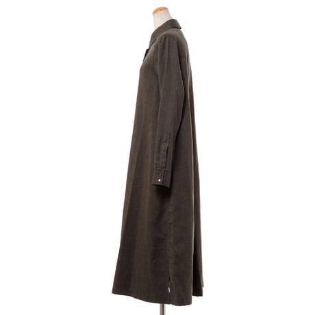 バンフォード bamford ロングシャツワンピース コットンネル ダークグリーン