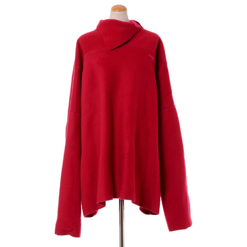 ラフシモンズ RAF SIMONS 襟付きワイドトップス 圧縮カシミア一枚 