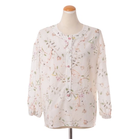 クリスティーナティ Kristina Ti ガーリーブラウス コットン ホワイトプリント
