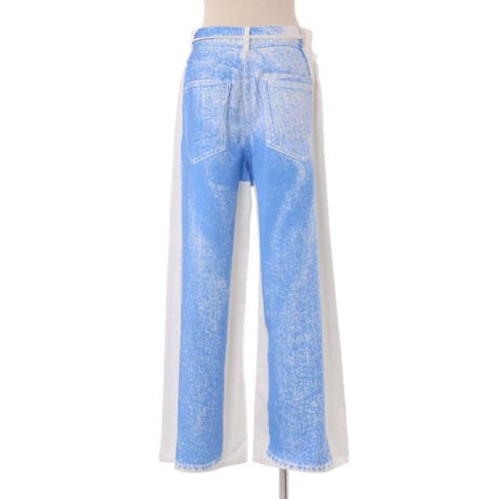 エムエムシックス メゾンマルジェラ MM6 MAISON MARGIELA トロンプイユワイドジーンズ コットン ホワイトブルー
