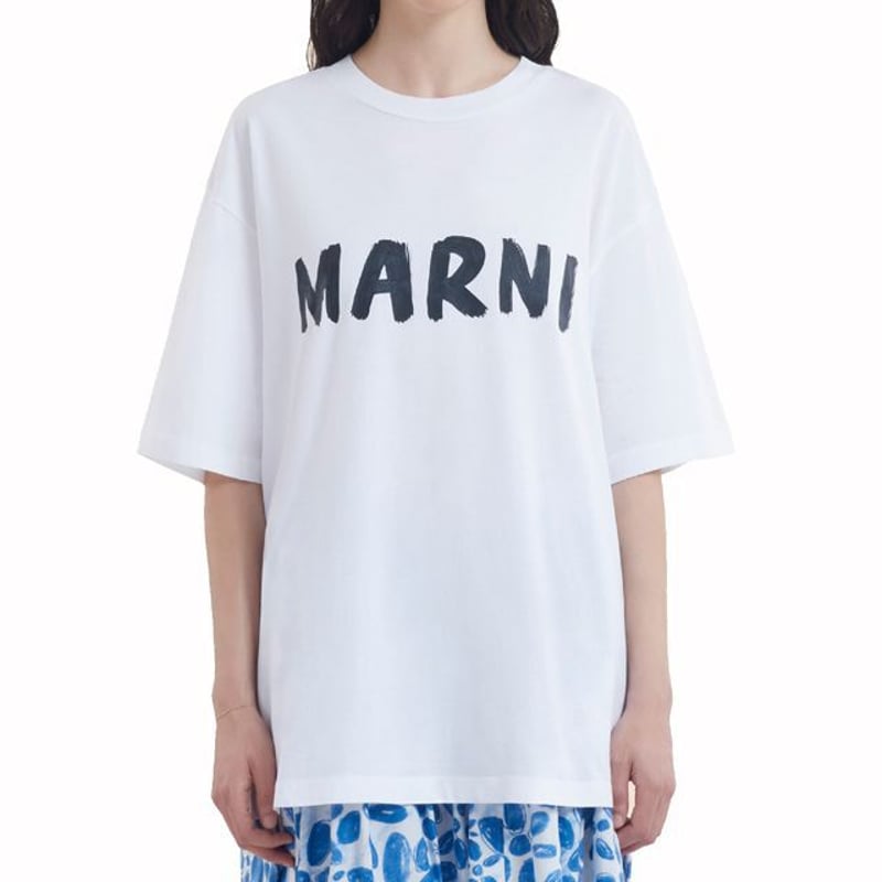 MARNI ロゴ入り ホワイト Tシャツ 半袖 マルニ Marni MARNIロゴ半袖Tシャツ コットン ホワイト | YOKOAUNTY