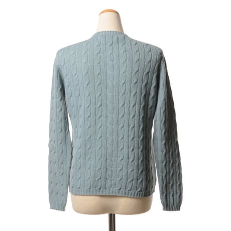 インポートブランド import brand HAWICO Scotland（ホイコ スコットランド）アラン編みカーディガン カシミア アイスブルー