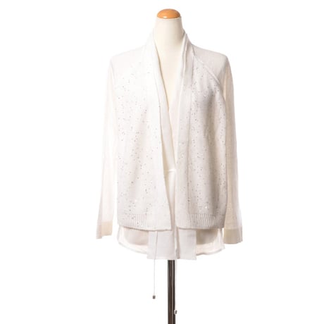 インポートブランド import brand スパンコール付きカーディガン 麻 ホワイト
