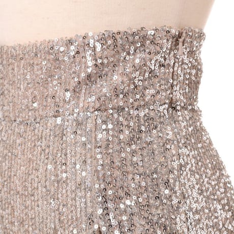 ロシャス ROCHAS ハイウエストパンツ ポリエステル ベージュスパンコール