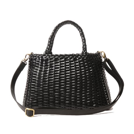 インポートブランド import brand ブルーノロッシ BRUNO ROOSI ラージメッシュ編みバッグ 牛革 ブラック 正規取扱