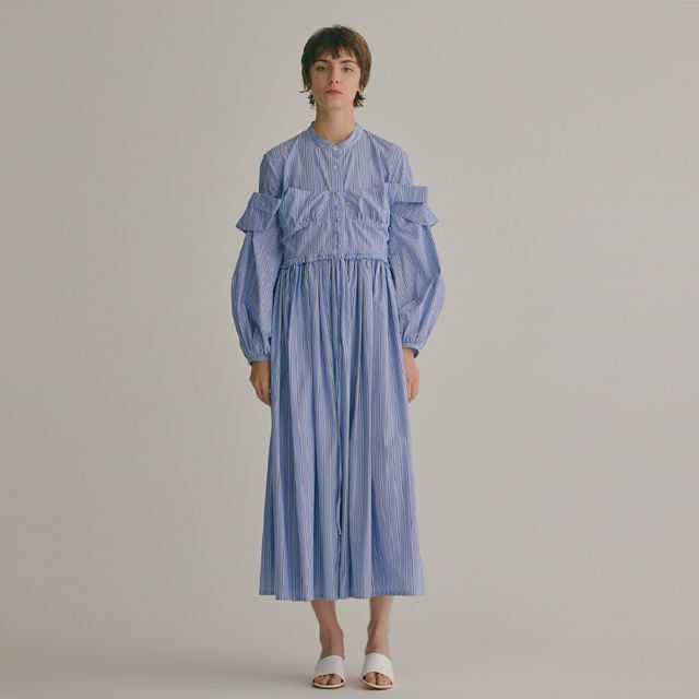 rekisami レキサミ　長袖ワンピース コットン ブルーストライプ fit=scale-down,w=1200