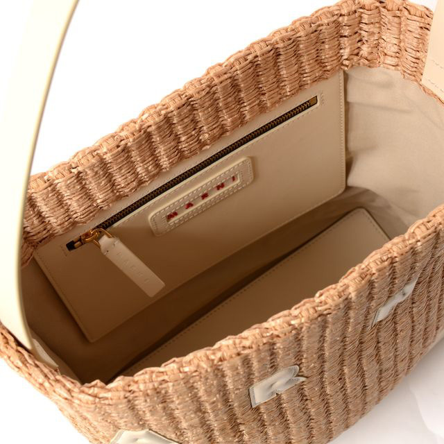 美品✨ MARNI マルニ MUSEO スモール ホーボー　かごバッグ ラフィア マルニ Marni Museoスモールホーボーバッグ ラフィアなど ナチュラル