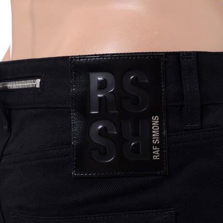 ラフシモンズ RAF SIMONS ジャージーパッチスリムフィットジーンズ コットン ブラック