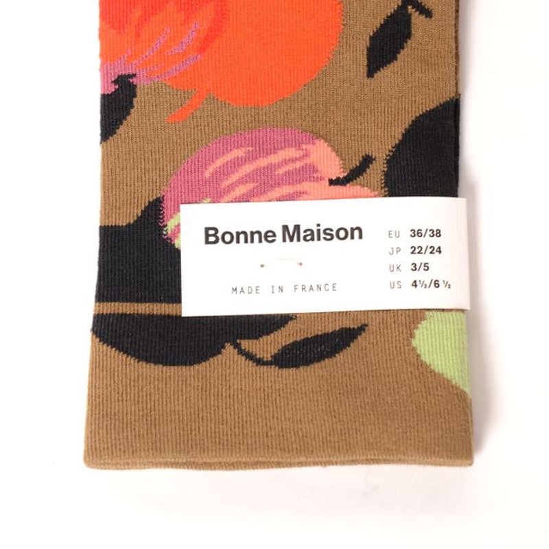 ボンヌメゾン Bonne Maison リンゴ柄ソックス 最高級のエジプト綿
