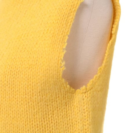 ラフシモンズ RAF SIMONS ニットベスト ウールモヘア イエロー