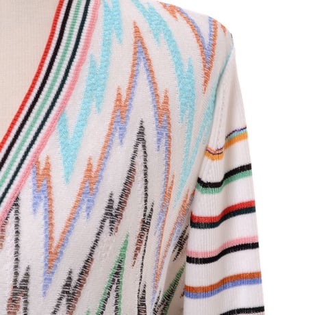 ミッソーニ Missoni Ｖネックカーディガン コットンレーヨン ホワイト