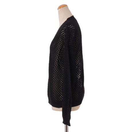 ブルネロクチネリ Brunello Cucinelli Vネックメッシュ編みセーター コットン ブラック