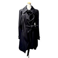 アンドゥムルメステール ann demeulemeester ミディ丈トレンチドレープコート コットン ブラック 正規取扱