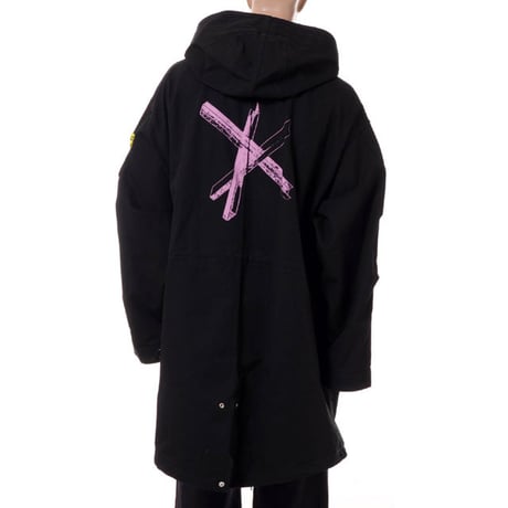 ラフシモンズ RAF SIMONS オーバーサイズドプリンテッドパーカー コットン ブラック