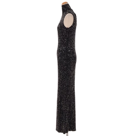 ミッソーニ Missoni ハイネックロングワンピース ストレッチニット ブラックスパンコール