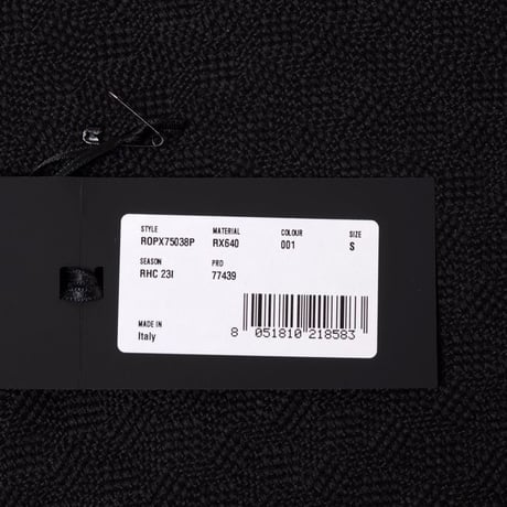 ロシャス ROCHAS ロゴ丸襟半袖リブセーター ヴァージンウール ブラック