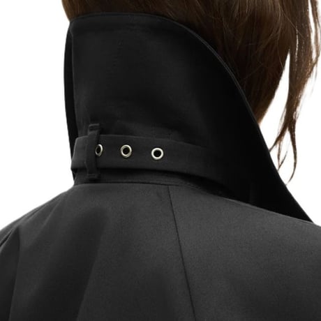 アンドゥムルメステール ann demeulemeester ミディ丈トレンチドレープコート コットン ブラック 正規取扱