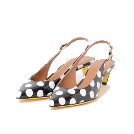 マルニ Marni バックストラップシューズ パテントレザー 水玉