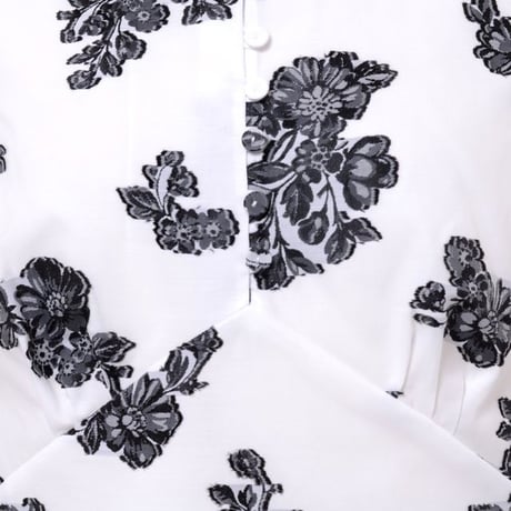 アーデム ERDEM パフスリーブ半袖ブラウス コットンジャガード ホワイト