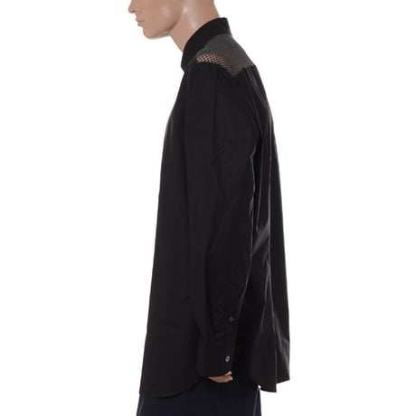 ラフシモンズ RAF SIMONS Classic shirt with net insert シャツ コットン ブラック