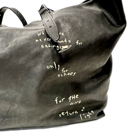 アンドゥムルメステール ann demeulemeester プリント入りトートバッグ ヴィンテージレザー ブラック 正規取扱