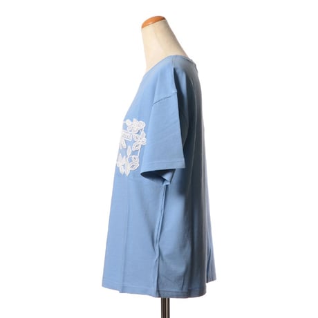 エルマノシェルビーノ ermanno scervino 丸襟刺繍ポケットTシャツ コットン スカイブルー