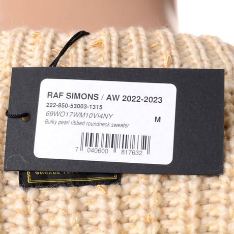 ラフシモンズ RAF SIMONS Bulky pearl ribbed roundneck sweater ウール アイボリー