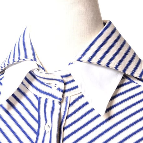 インポートブランド import brand メゾンジェジア MAISON JEJIA 2重襟ワイドブラウス コットン ブルーストライプ