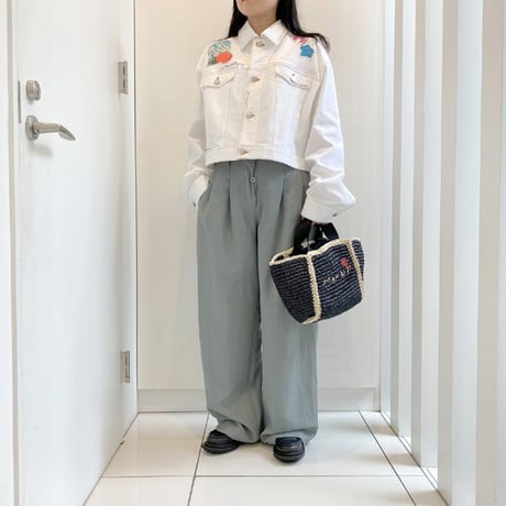 マルニ Marni ダブルハンドルかごバッグ ラフィアエフェクト ブラック