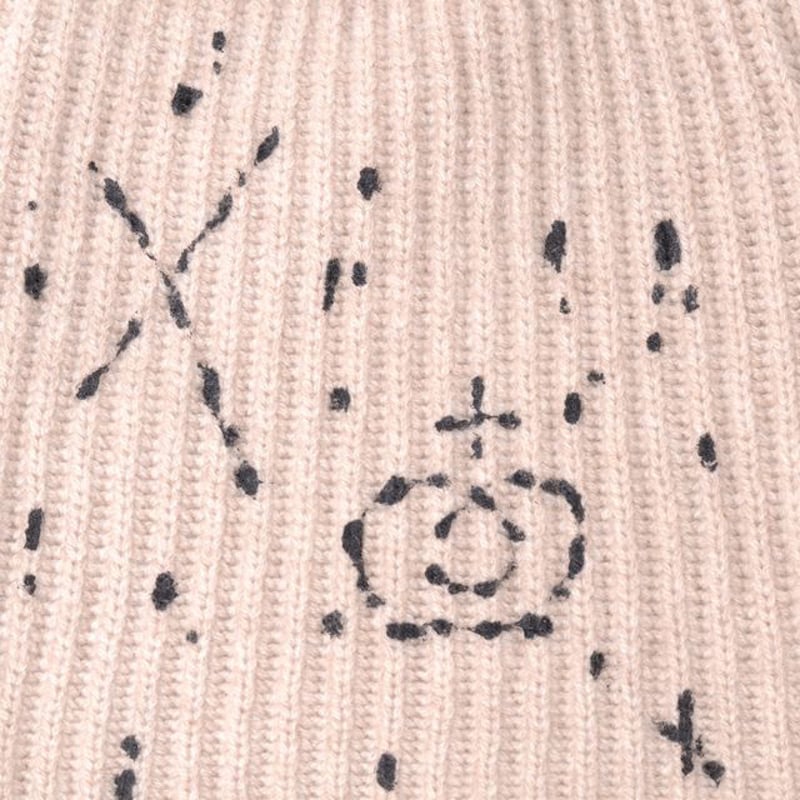 クイーンアンドベル queene and belle ペイントニット帽 カシミア