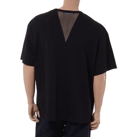 ラフシモンズ RAF SIMONS T-shirt with net insert Tシャツ コットン ブラック