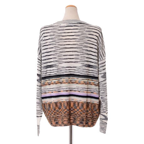 ミッソーニ Missoni ボーダーセーター 羊毛 ホワイトミックス