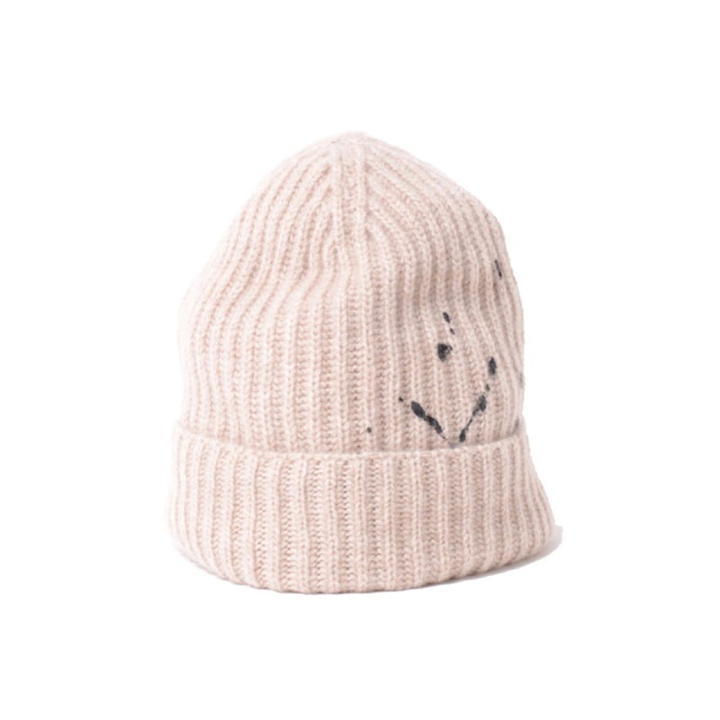 クイーンアンドベル queene and belle ペイントニット帽 カシミア