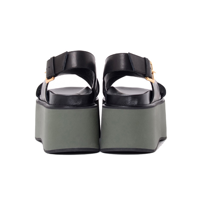 MARNI マルニ サンダル 黒 EU39(24cm位) 2108425E0290 マルニ Marni ウェッジウッドサンダル カーフスキン ブラック