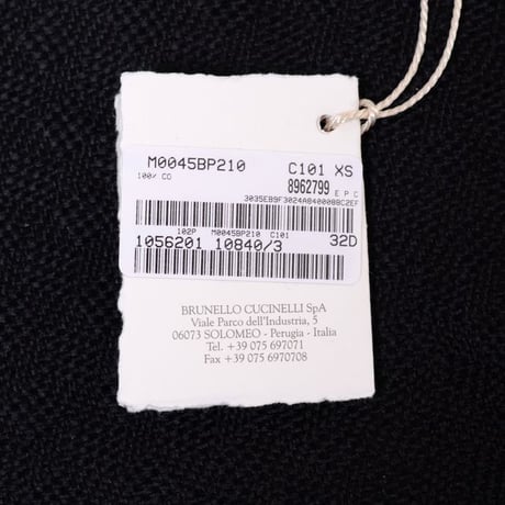 ブルネロクチネリ Brunello Cucinelli Uネックロール袖カットソー コットンフライス ブラック