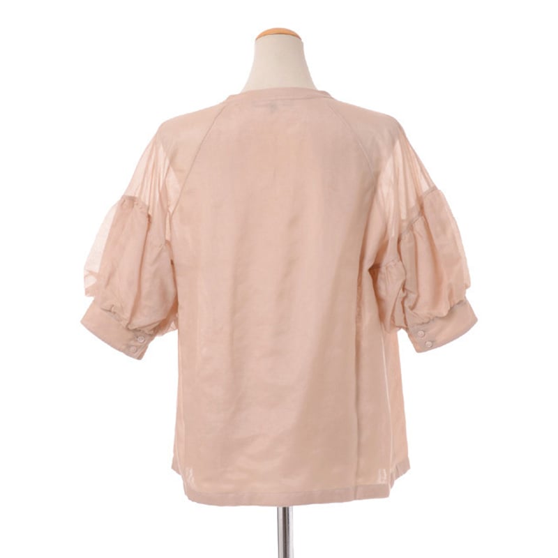 ロシャス ROCHAS 半袖ボリューム袖ブラウス コットンシルク ライト  