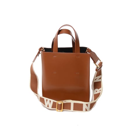 マルニ Marni North/South Museo ミニトートバッグ スムースレザー モカ