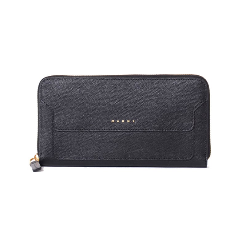 MARNI 長財布 マルニ Marni ラウンドジップ長財布 サフィアーノレザー ブラック