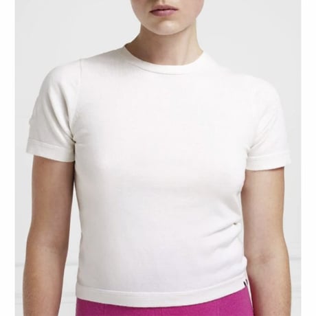 エクストリームカシミヤ extreme cashmere x タイトフィット半袖カットソー コットンカシミア ホワイト