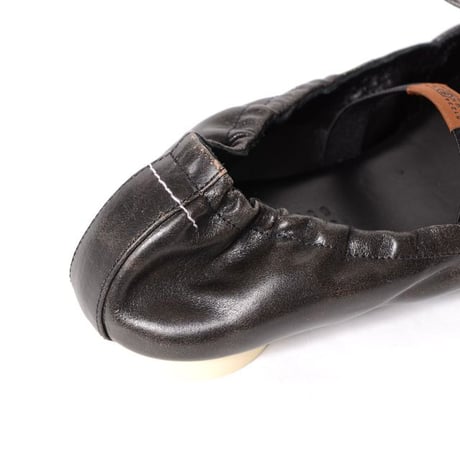 エムエムシックス メゾンマルジェラ MM6 MAISON MARGIELA スクエアトゥレザーバレエシューズ 牛革 ブラウン 正規取扱