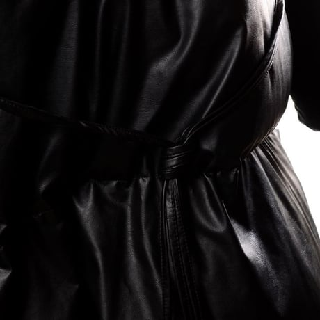 エムエムシックス メゾンマルジェラ MM6 MAISON MARGIELA ロングダウンコート エコレザー ブラック