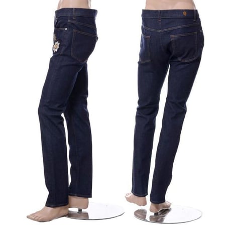 アレキサンダーマックイーン Alexander McQueen ワッペン付きスリムジーンズ コットンストレッチ デニム