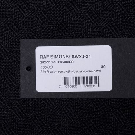 ラフシモンズ RAF SIMONS ジャージーパッチスリムフィットジーンズ コットン ブラック