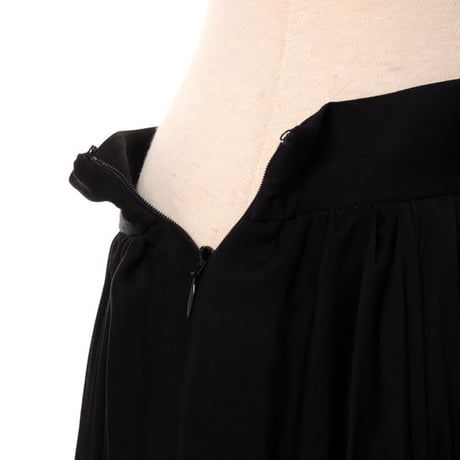 ロシャス ROCHAS ミディ丈ギャザースカート シルク ブラック