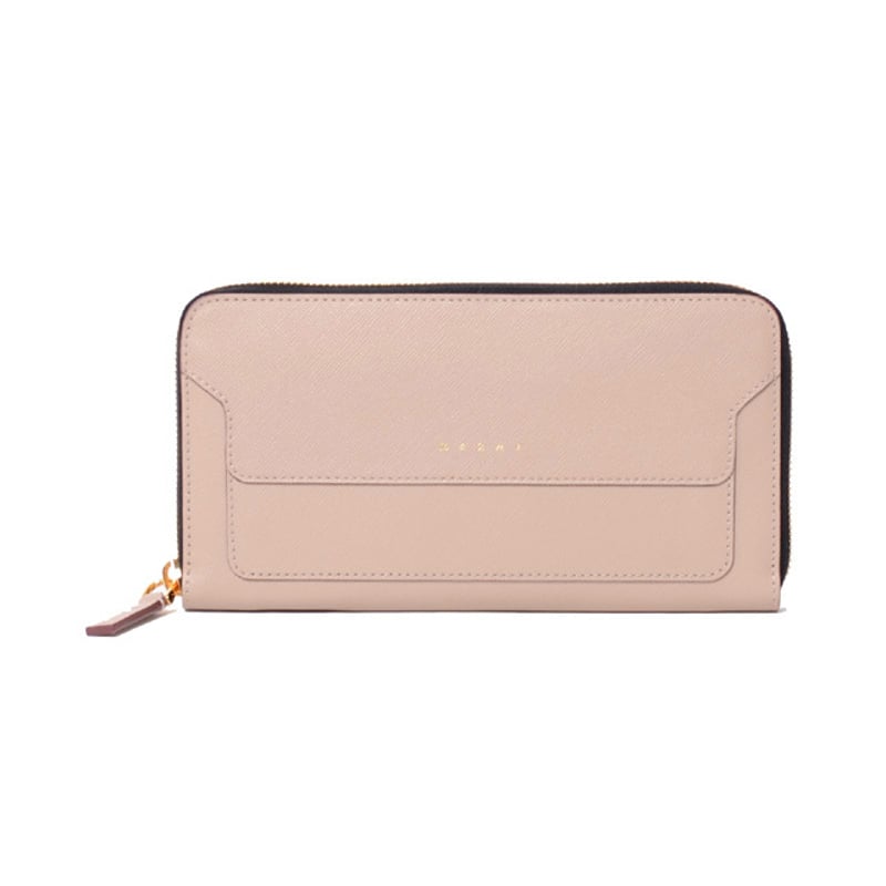 マルニ Marni ジップアラウンド長財布 サフィアーノレザー ベージュ 