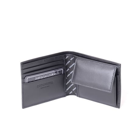 ディースクエアード Dsquared2 ブランドロゴ入り２つ折り財布 Classic Business Man 牛革 ブラック