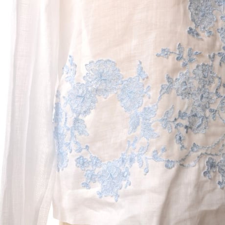 エルマノシェルビーノ ermanno scervino 刺繍入りブラウス 麻 ホワイト