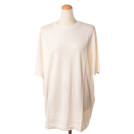 エクストリームカシミヤ extreme cashmere x オーバーフィット丸襟半袖カットソー コットンカシミア ホワイト