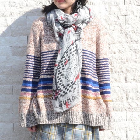 ファリエロサルティ Faliero Sarti Japan大判ストール モダールカシミア グレープリント